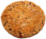 ganzer runder Obstkuchen mit Streuseln